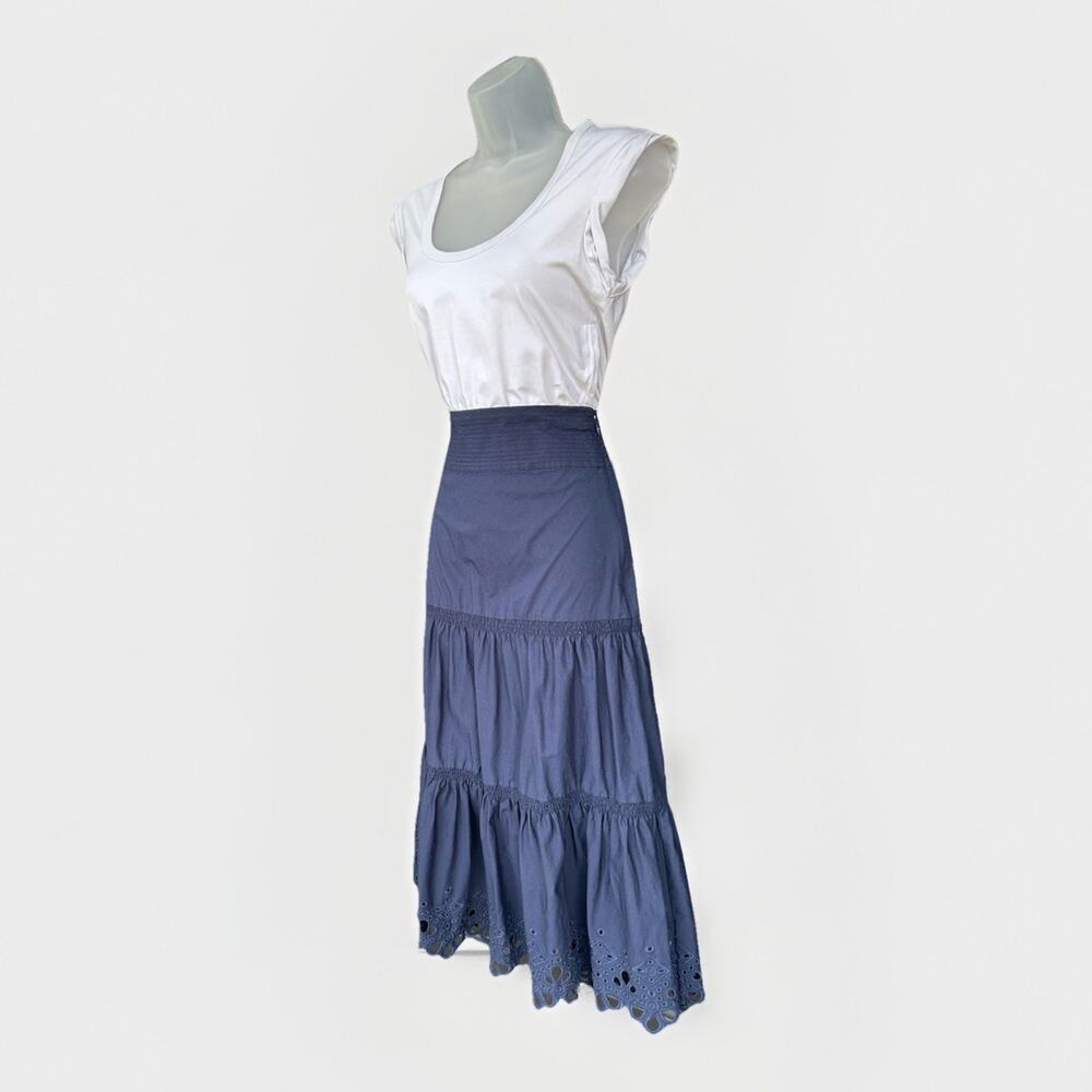Veronica Beard Amaia Navy White Midi Dress Smocked Crochet XS Vacation Beach - Picture 3 of 13
